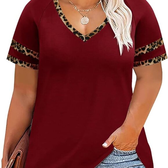 Plus Size V-Neck Colorblock Tunic T-Shirt (Sz XL/Plus0X) - Picture 1 of 5